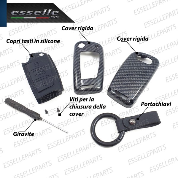 Cover - CARBON LOOK - in Plastica Rigida di protezione specifica per chiave AUDI A1