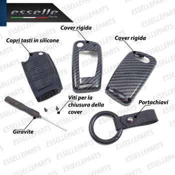 Cover - CARBON LOOK - in Plastica Rigida di protezione per chiave AUDI TT 8J
