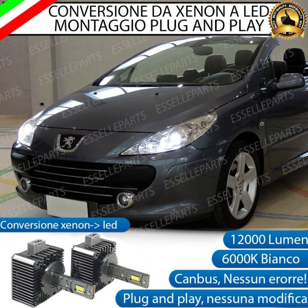 Coppia Lampade D1S Led Da Xenon A Led 12000 Lumen 6000K PEUGEOT 308