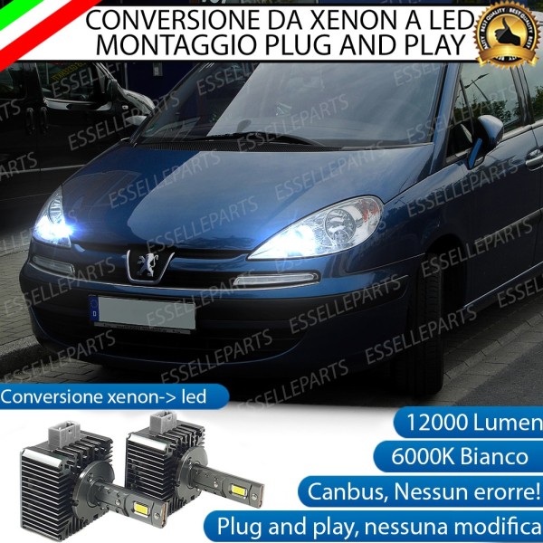 Coppia Lampade D1S Led Da Xenon A Led 12000 Lumen 6000K PEUGEOT 807