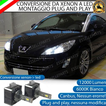 Coppia Lampade D1S Led Da Xenon A Led 12000 Lumen 6000K PEUGEOT RCZ