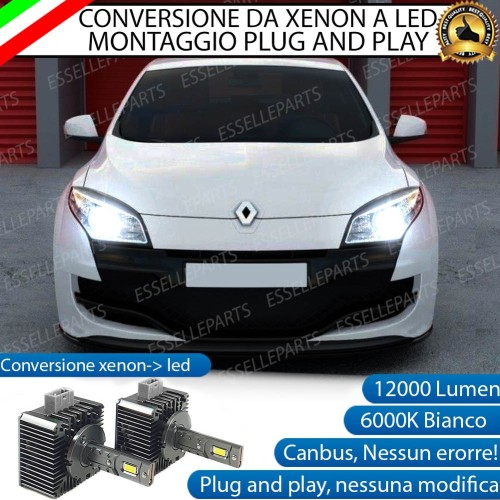 Conversione D1S Led Da Xenon A Led 12000 Lumen 6000K RENAULT MEGANE 3 DAL 2008 AL 2014