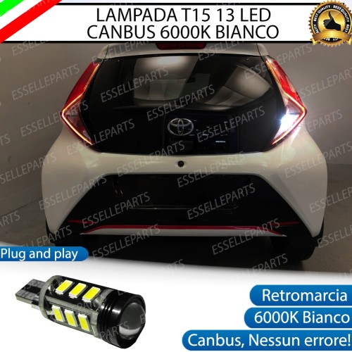 Lampada Retromarcia T15 W16W da 13 LED 6000K con lente Toyota Aygo 2 Restyling
