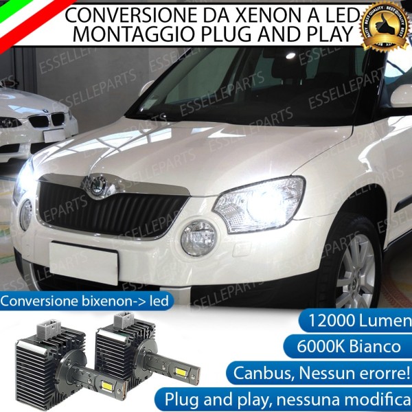 Conversione D1S Led Da Xenon A Led 12000 Lumen 6000K SKODA YETI DAL 2008 AL 2013