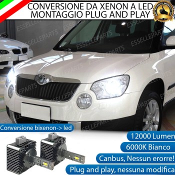 Conversione D1S Led Da Xenon A Led 12000 Lumen 6000K SKODA YETI DAL 2008 AL 2013