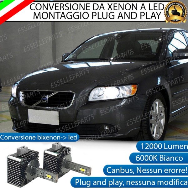 Conversione D1S Led Da Xenon A Led 12000 Lumen 6000K VOLVO S40 II DAL 2008 AL 2013