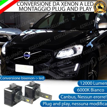 Conversione D1S Led Da Xenon A Led 12000 Lumen 6000K VOLVO XC60 DAL 2008 AL 2013