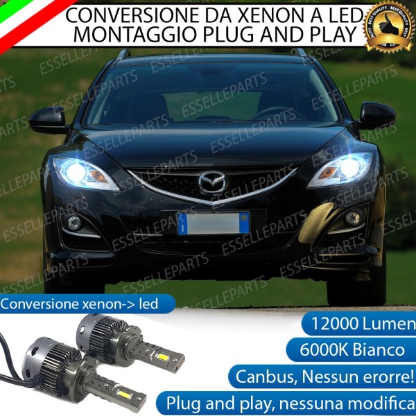 Conversione D2S Led Da Xenon a LED 12000 Lumen 6000K MAZDA 6 MK2 DAL 2007 AL 2010