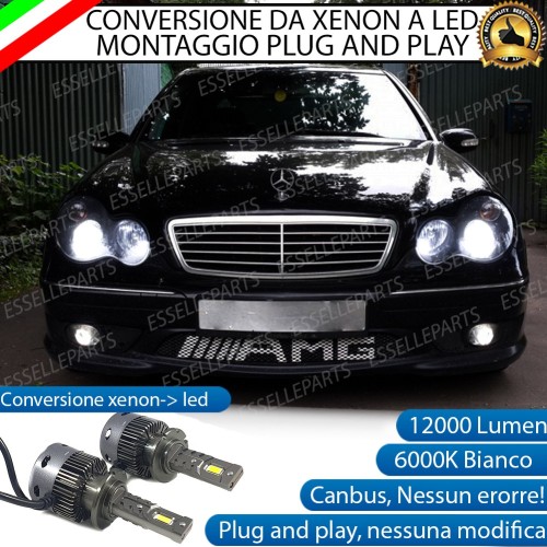 Coppia Lampade D2S Led Da Xenon a LED 12000 Lumen 6000K MERCEDES CLASSE C W203