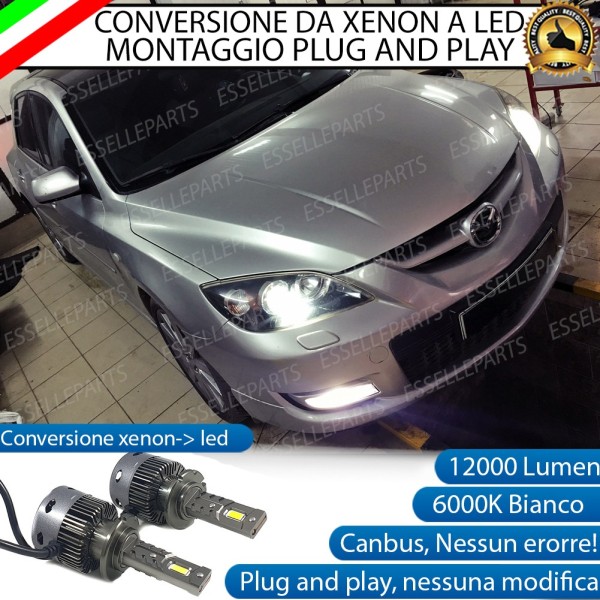 Conversione D2S Led Da Xenon a LED 12000 Lumen 6000K MAZDA 3 DAL 2003 AL 2009
