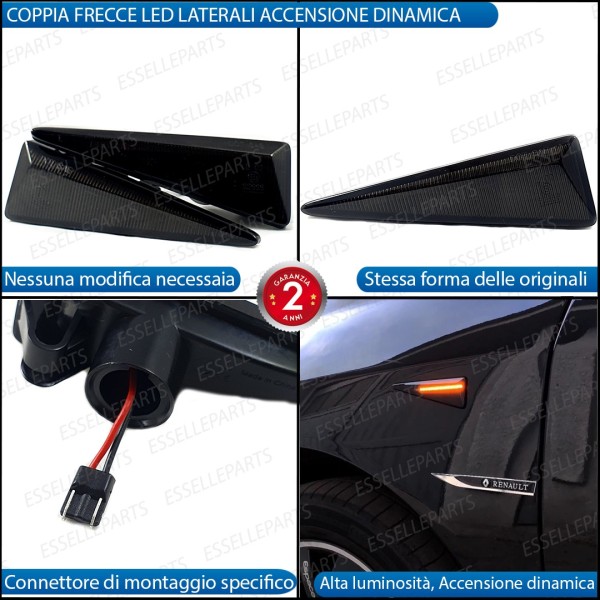 Placchette Dinamiche Nere fumè Laterali per frecce specifiche per RENAULT MEGANE II