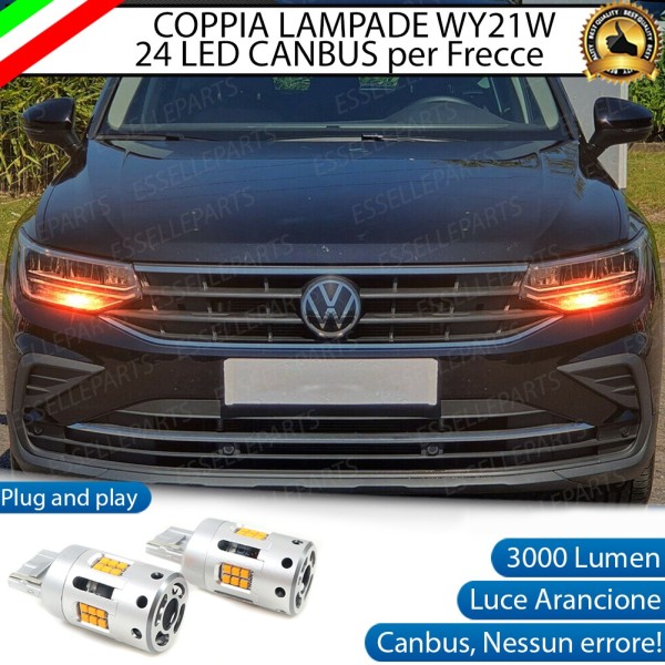 Coppia Frecce Anteriori WY21W T20 24 LED Canbus 3.0 PER VW TIGUAN AD1 RESTYLING