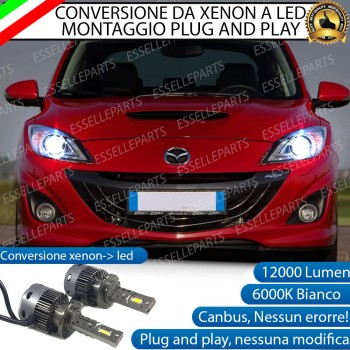 Conversione D2S Led Da Xenon a LED 12000 Lumen 6000K MAZDA 3 MK2 DAL 2009 AL 2012