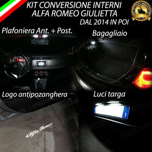 Kit Led interni + LED Targa 6000K + Proiettori logo PER ALFA ROMEO GIULIETTA Dal 2014