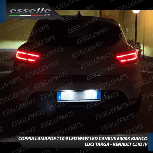 Coppia Luci Targa T10 W5W 9 LED canbus 6000K Bianco per Renault Clio 4 Restyling