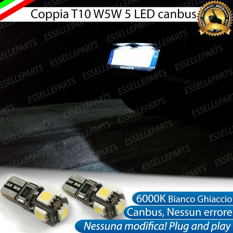 Coppia Lampade T10 W5W 5 LED canbus per luci Targa per DR 4.0