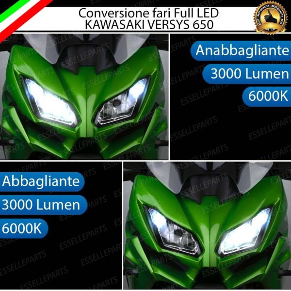Conversione Fari Full LED per Kawasaki Versys 650 Grand tourer 6000 Lumen