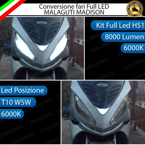 Conversione Fari Full LED ULTRA COMPATTA per MALAGUTI Madison 125 2002-2006 4T