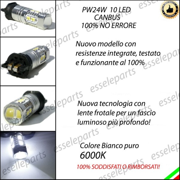 Coppia Luci posizione Diurne 10 LED PW24W 6000K Canbus Volkswagen Passat CC Restyling