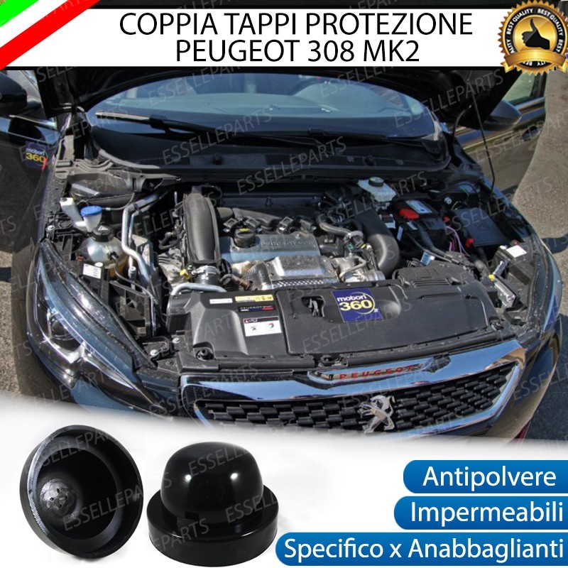 Tappi a cupola per Anabbaglianti H7 Peugeot 308 Mk2 fari a parabola (Coppia)