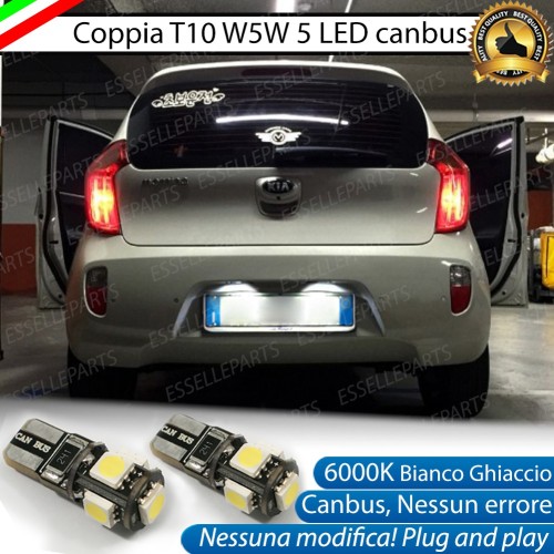 Luci Targa 5 LED Per Kia Picanto 2 Canbus 6000K Bianco