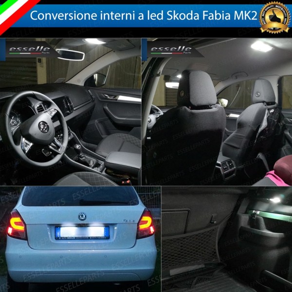 Kit LED interni + Luci targa LED 6000K Luce Bianca Canbus per Skoda Fabia MK2