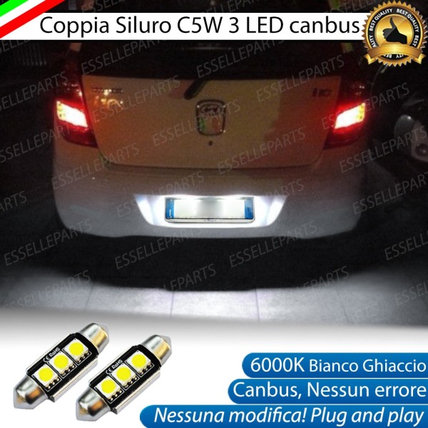 COPPIA LAMPADINE LED LUCI TARGA INTERNI AUTO T11 SILURO 6 LED C5W BIANCO