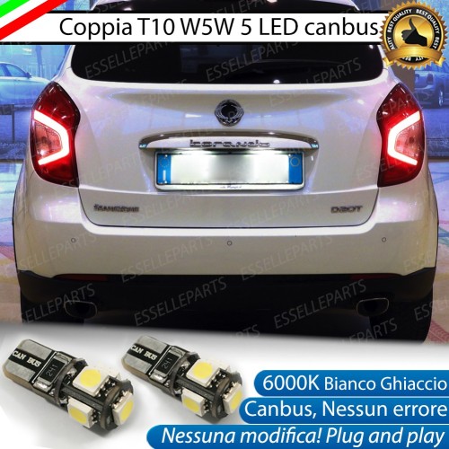Coppia Luci Targa T10 5 LED canbus 6000K Bianco Ssangyong Korando MK3 Dal 2013