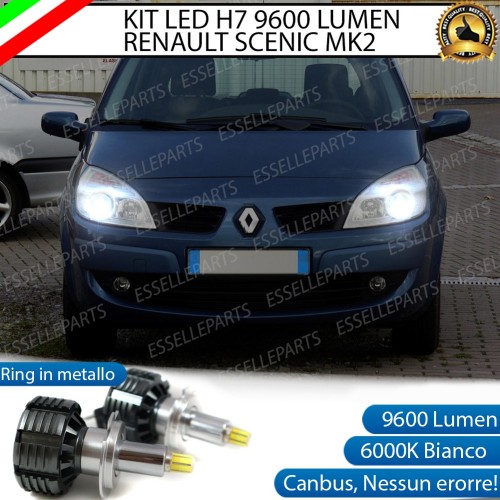 Kit Full LED H7 9600 Lumen 6000K Anabbaglianti Renault Scenic 2 Fari Lenticolari
