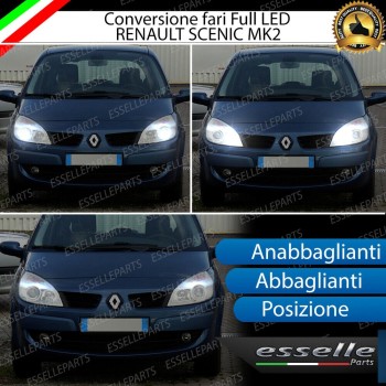 Conversione Fari Full LED 6000K bianco Renault Scenic 2 Con Fari Lenticolari Conversione Fari Full LED 6000K bianco Renault Scenic 2 Con Fari Lenticolari