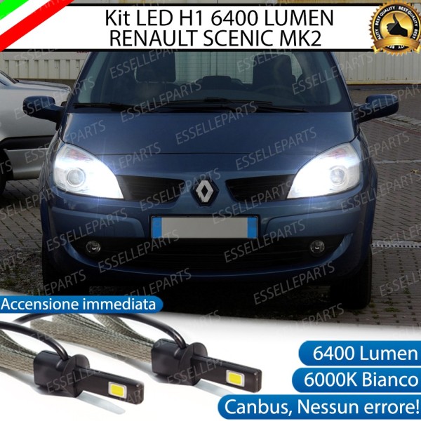 Kit Full LED H1 6400 Lumen 6000K Abbaglianti Renault Scenic 2 Con Fari Lenticolari