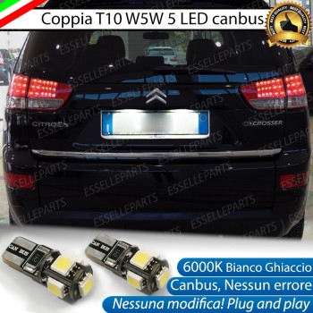 Luci Targa 5 LED Per Citroen C-Crosser Canbus 6000K Bianco