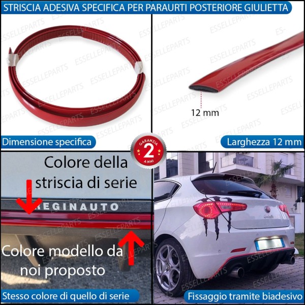 Strisce per Paraurti Anteriore + Posteriore Colore ROSSO Adesive Alfa Romeo Giulietta