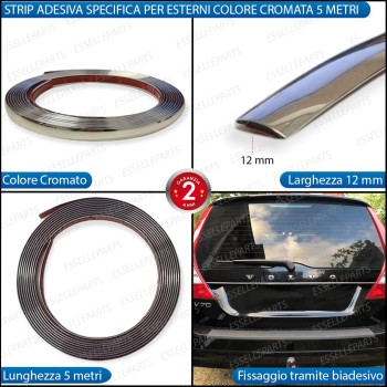 Profilo - CROMATO - Adesivo Specifico per Esterni Lunghezza 5 Metri