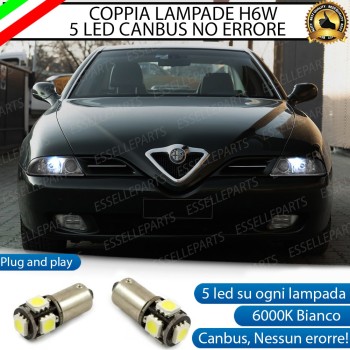 Coppia lampade H6W 5 LED Canbus 6000K bianco Luci di posizione Alfa Romeo 166 Coppia lampade H6W 5 LED Canbus 6000K bianco Luci di posizione Alfa Romeo 166