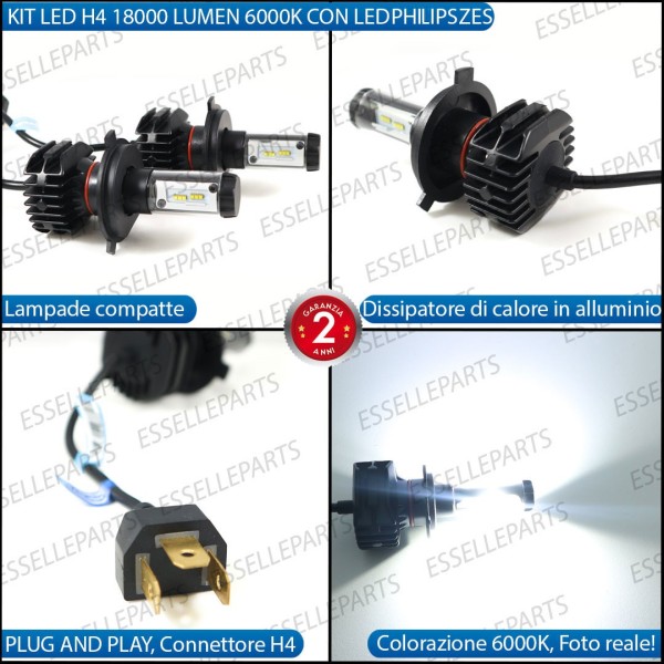 Kit Full LED H4 18000 LUMEN Anabbaglianti + Abbaglianti Grande Punto ABARTH
