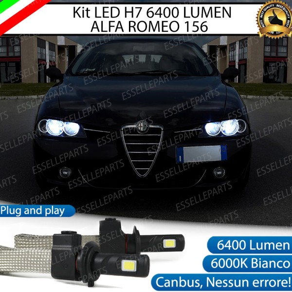 Kit Full LED H7 6400 Lumen 6000K bianco Anabbaglianti ALFA ROMEO 156