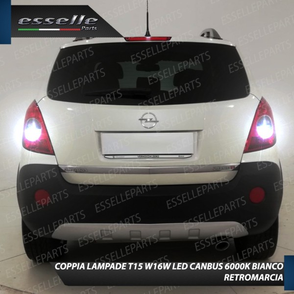 Coppia lampade Retromarcia T15 15 LED 6000K 1200 Lumen Opel Antara fino al 2010