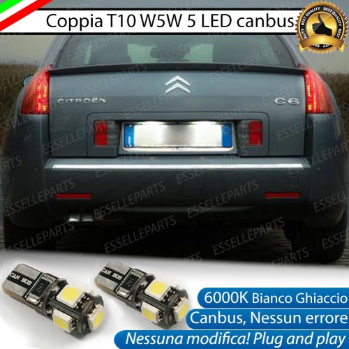 Luci Targa 5 LED Per Citroen C6 Canbus 6000K Bianco