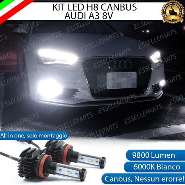 Kit Full LED H8 9800 Lumen 6000K bianco Fendinebbia per AUDI A3 8V