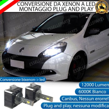 Conversione D1S Led Da Xenon A Led 12000 Lumen 6000K RENAULT CLIO 3 CON XENON D1S