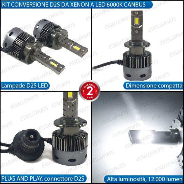 Coppia Lampade D2S Led Da Xenon a LED 12000 Lumen 6000K BMW SERIE 7 E38