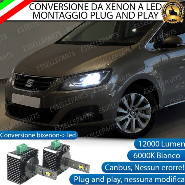 Coppia Lampade D3S Led Da Xenon A Led 12000 Lumen 6000K SEAT ALHAMBRA 7N