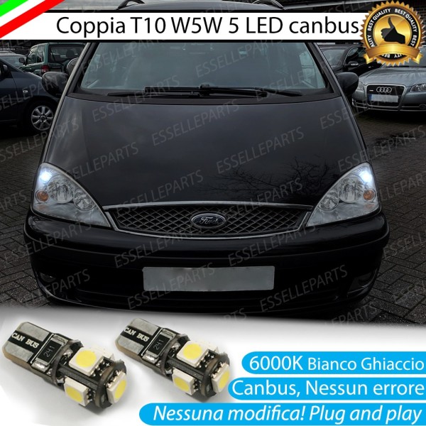 Coppia luci di posizione T10 W5W 5 LED canbus 6000K Bianco per Ford Galaxy MK1 Dal 04-2000