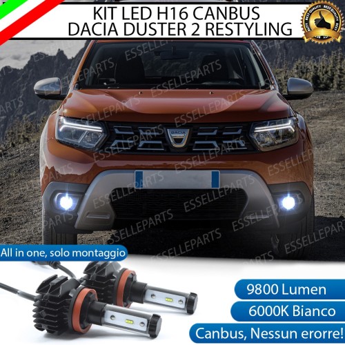 Kit Full LED H16 Fendinebbia 9800 Lumen 6000K bianco per DACIA DUSTER 2 RESTYLING