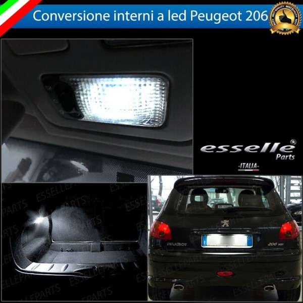 Kit LED Interni + Targa Peugeot 6000K Bianco Canbus Per Peugeot 206 206 Cc
