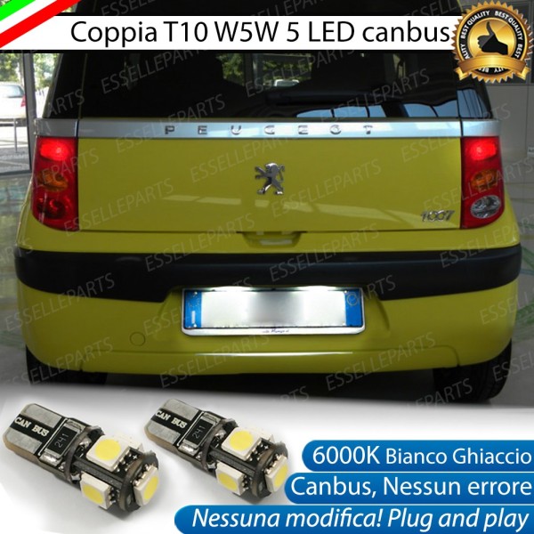 Luci Targa 5 LED Canbus 6000K per Peugeot 1007