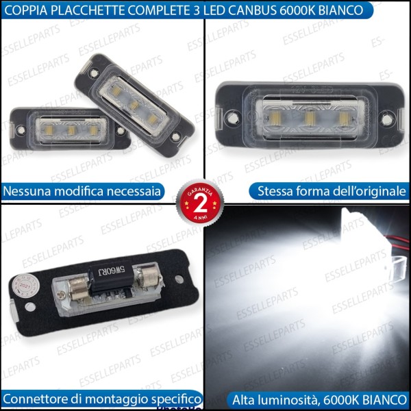 Coppia Placchette Luci Targa LED 6000K CANBUS per Mercedes ML W163