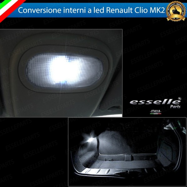 Kit LED interni Completo 6000K Canbus Renault Clio MK2 con plafoniera anteriore singola