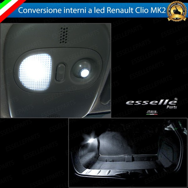 Kit LED interni Completo 6000K Canbus Renault Clio MK2 con plafoniera anteriore doppia